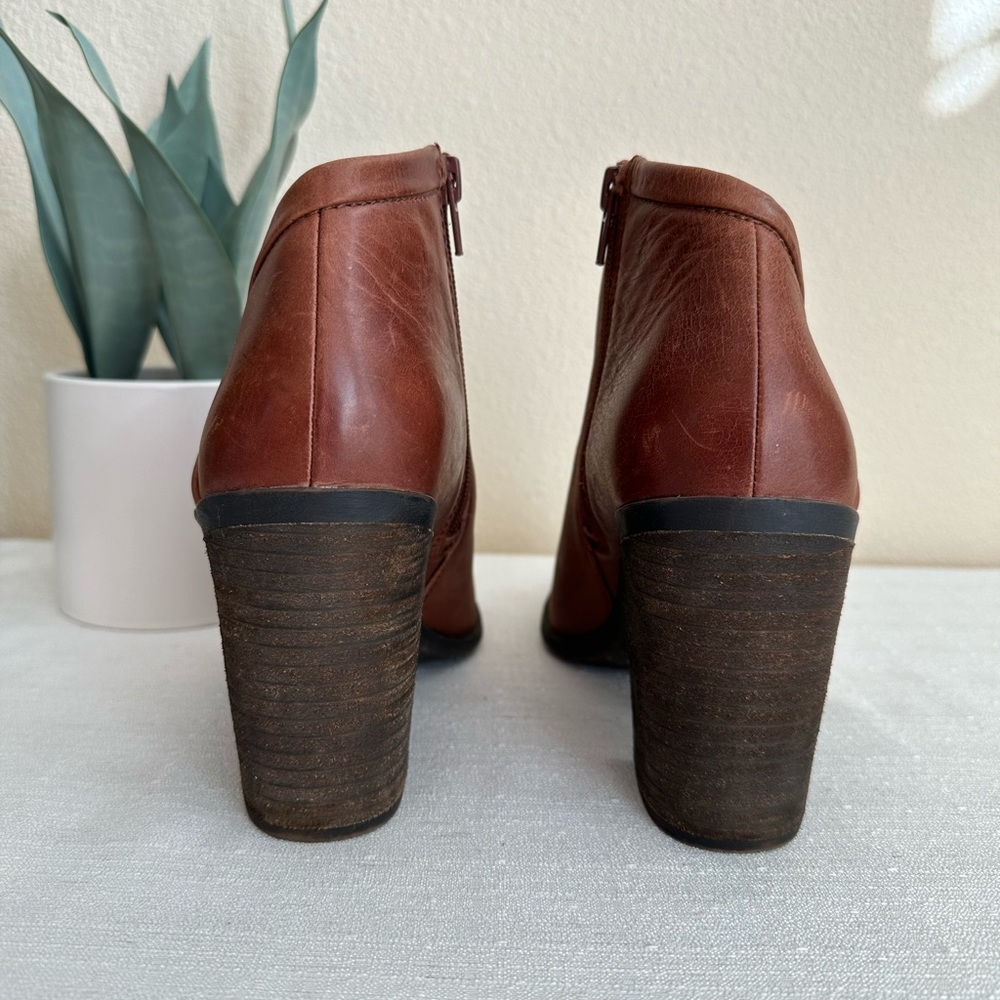 Lucky Brand Salza Brown Leather Heeled Ankle Boots Women’s 9.5M - Picture 10 of 12
